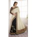 Spectacular Black Colored Embroidered Satin Net Saree
